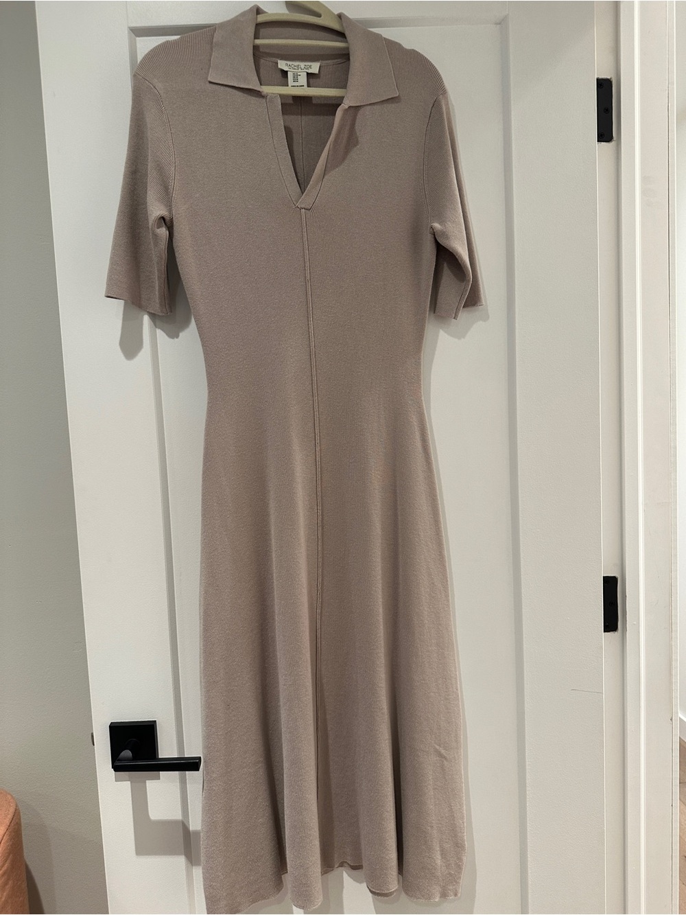 Knit Polo Midi Dress in Taupe